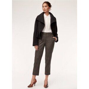 Aritzia Wilfred Gimont Pant Plaid Wool Crop Trousers Straight Leg Brown Size 2